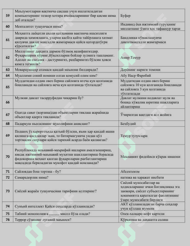 Argos  Iq test javoblari 4