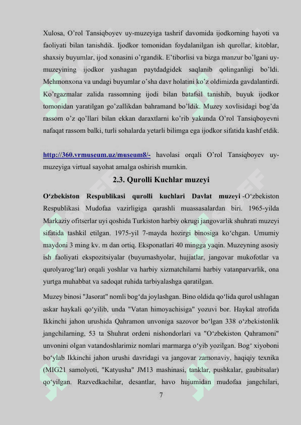 Muzeyshunoslik amaliyoti 7