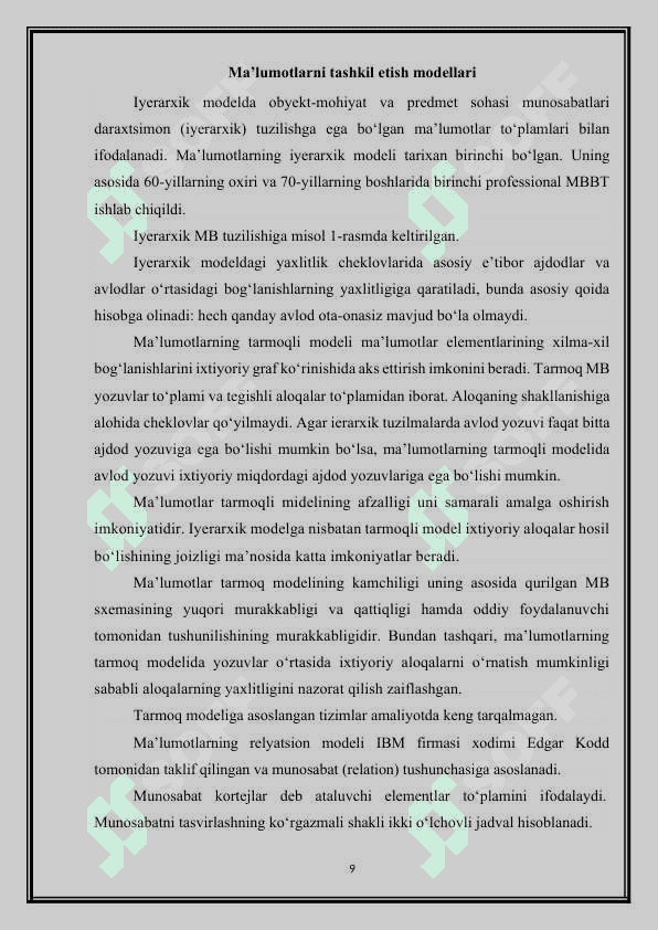 Relatsion ma’lumotlar bazasi 8