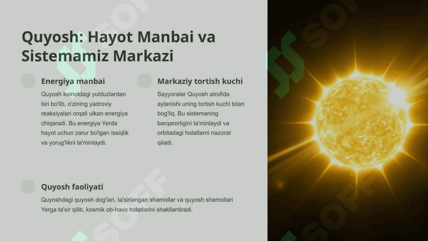 Quyosh sistemasi: ichki va tashqi sayyoralar 2