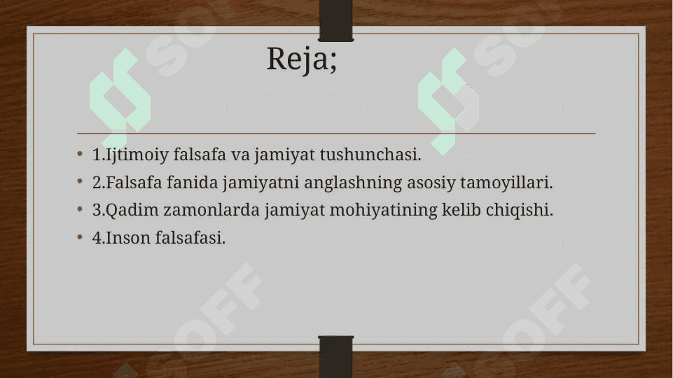 Jamiyat falsafasi va inson borlig’i 2