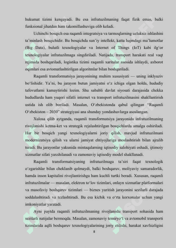 Transport, axborot kommunikatsiya infratuzilmasining mintaqaviy rivojlanish xususiyatlari 8