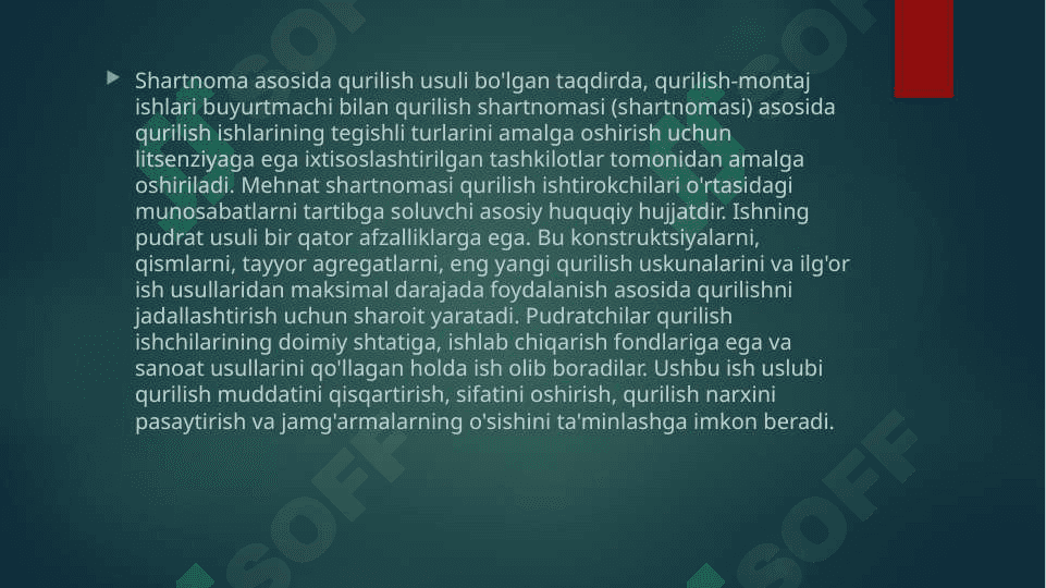 Qurilishda shartnoma munosabatlarining tartibi va mazmuni 4