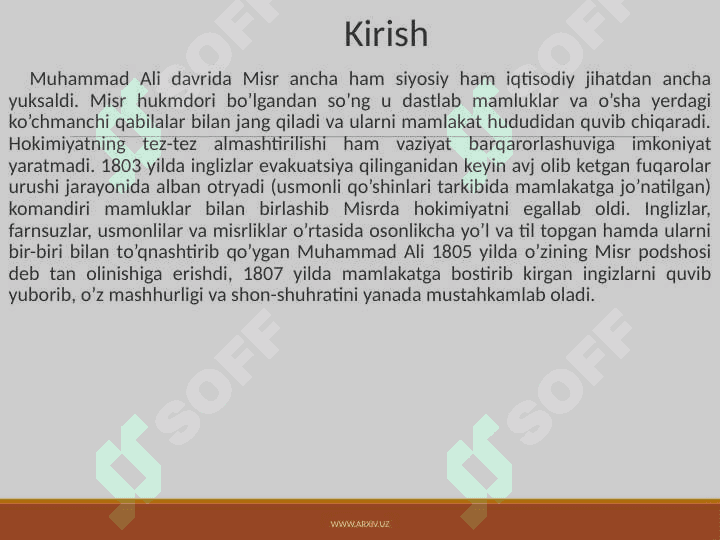 Muhammad Ali hukmronligi davrida Misr va Suriya 4