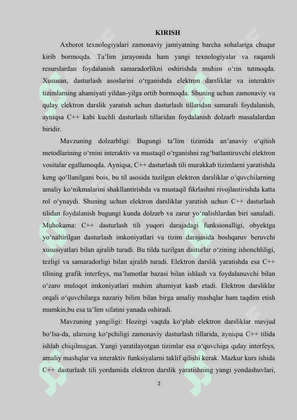 ELEKTRON DARSLIK YARATISH UCHUN TIZIM. 2