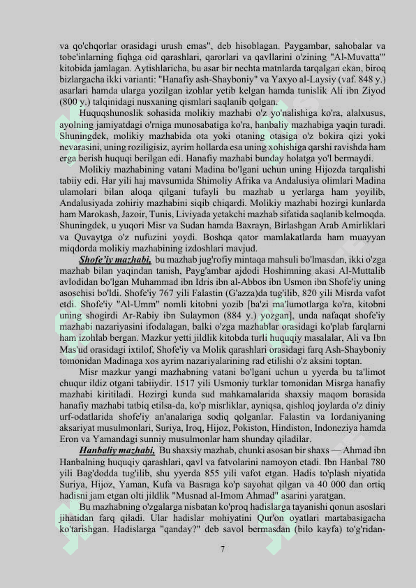 markaziy osiyo tarixida xanafiya mazxabining o’rni. 7