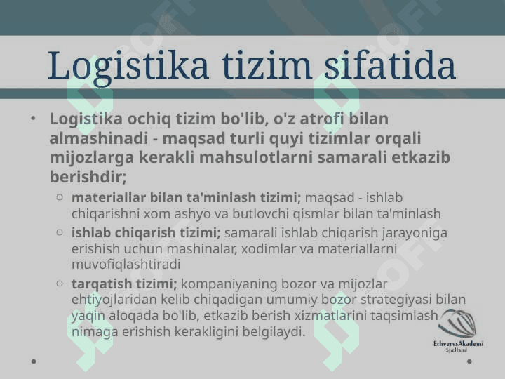 Logistika va tarqatish tuzilmalariga kirish 4