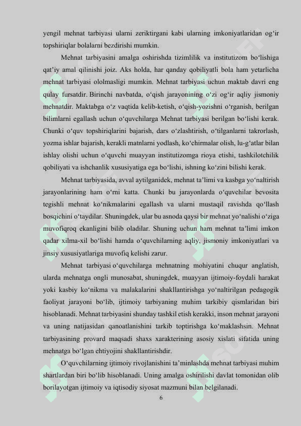 SHAXS TARBIYASIDA MEHNAT TARBIYASINING O'RNI 6