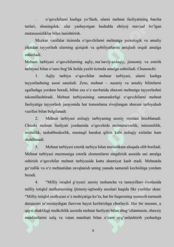SHAXS TARBIYASIDA MEHNAT TARBIYASINING O'RNI 8