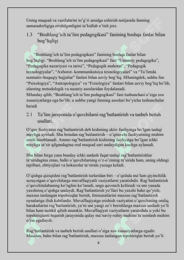 O’QUVCHILARNI QO’LLAB QUVVATLASHDA RAG’BATLANTIRISH USULLARI 8