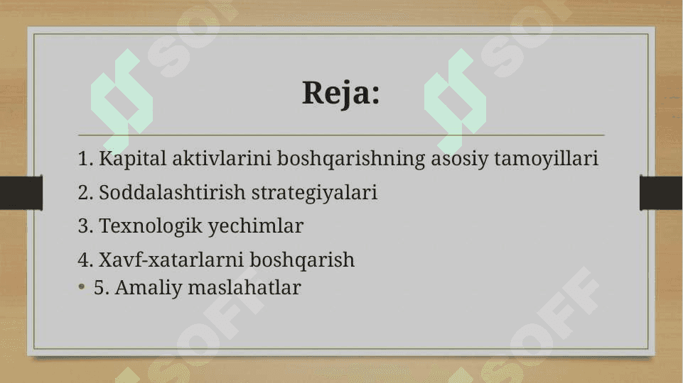 Ishonchli kapital aktivlarni boshqarishni soddalashtirish 2