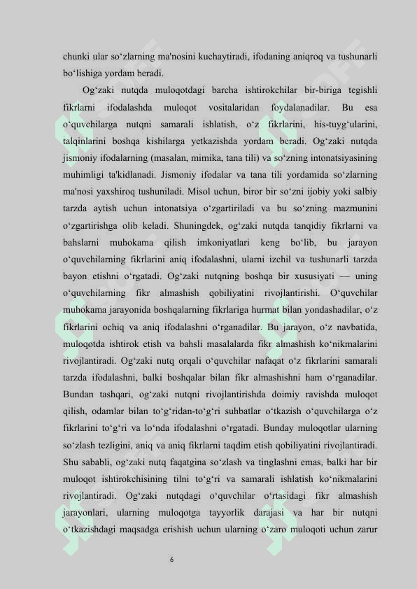 Akademik litsey adabiyot darslarida og‘zaki va yozma nutqni o‘stirish usullari   kurs ishi 6