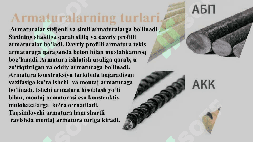 ARMATURA PO‘LATLARINING SINFLARGA BO‘LINISHI 4