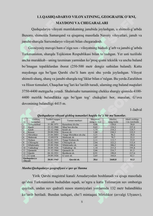 Qashqadaryo viloyatining iqdisodiy geografik tavsifi 5