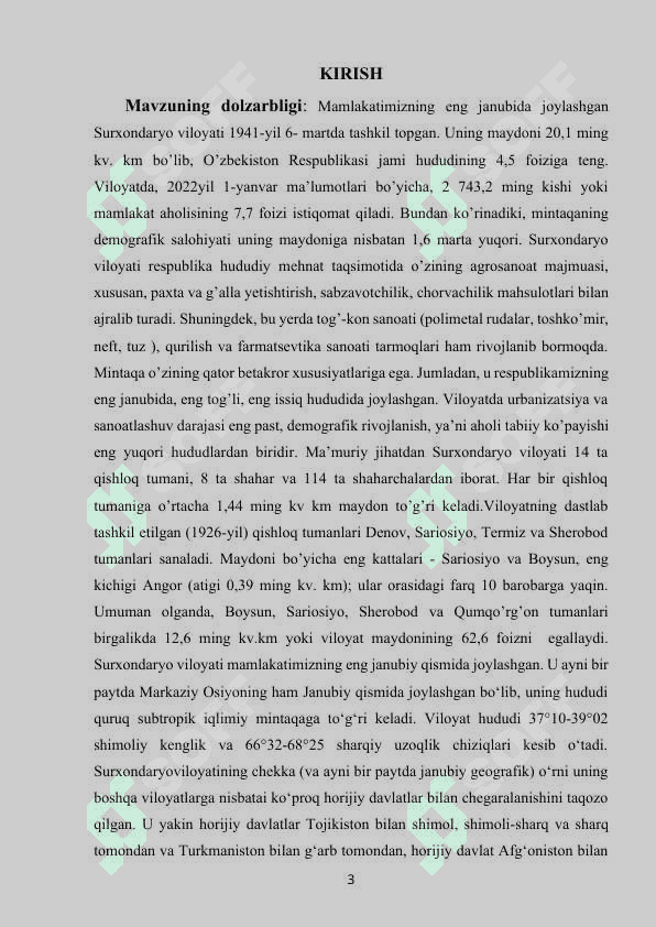 Surxondaryo viloyatining iqtisodiy-geografik tavsifi 3