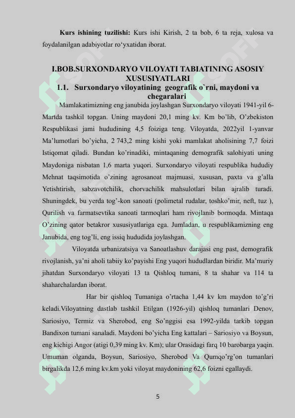 Surxondaryo viloyatining iqtisodiy-geografik tavsifi 5