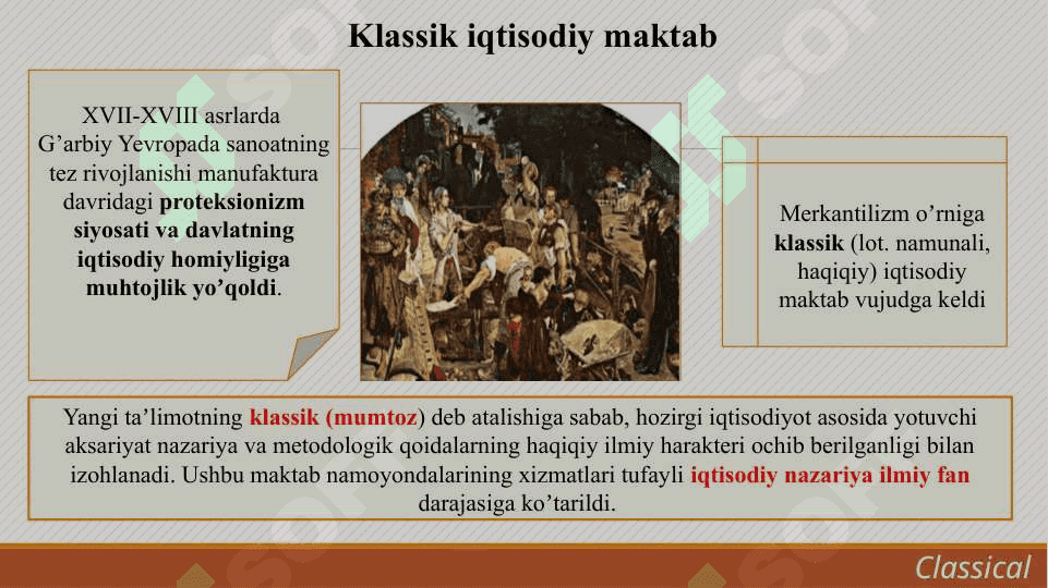 Ilk klassik iqtisodiy maktab.  U. Petti 3
