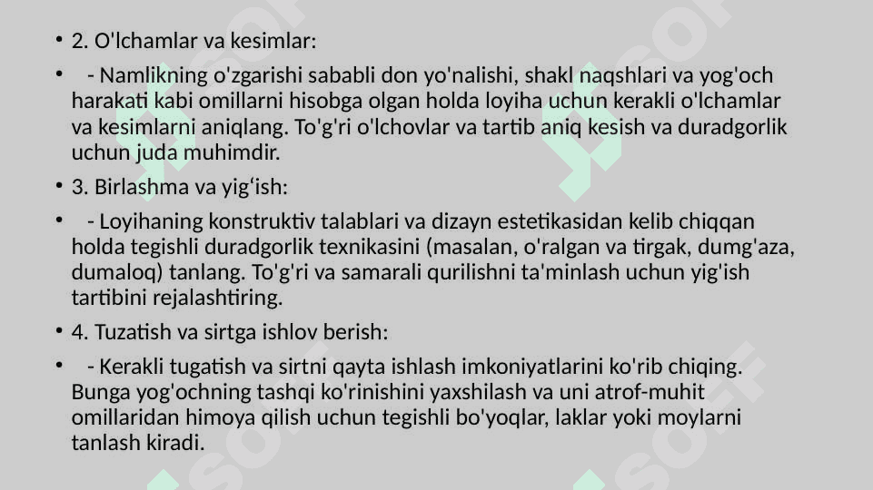 Yog‘och materiallarini rejalash, yo‘nish, arralash, randalash. 4