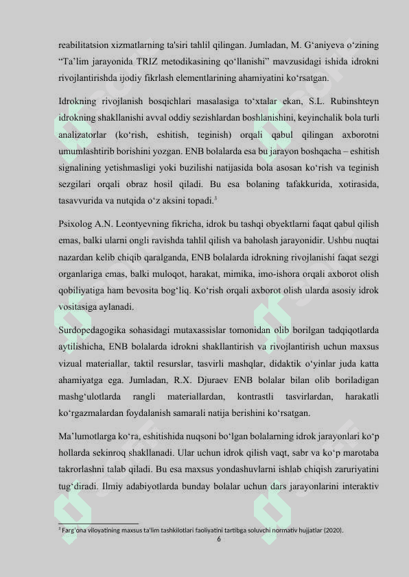 Eshitishida nuqsoni bo’lgan bolalar idrokining o’ziga xos xususiyatlari 6