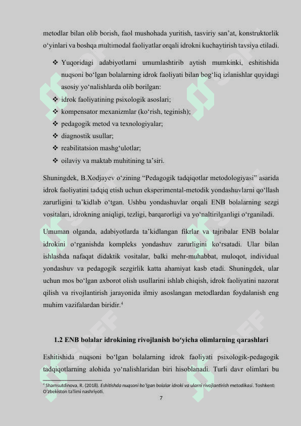 Eshitishida nuqsoni bo’lgan bolalar idrokining o’ziga xos xususiyatlari 7