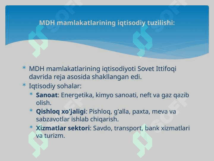 Mustaqil davlatlar hamdo'stligi mamlakatlari iqtisodiyoti 6