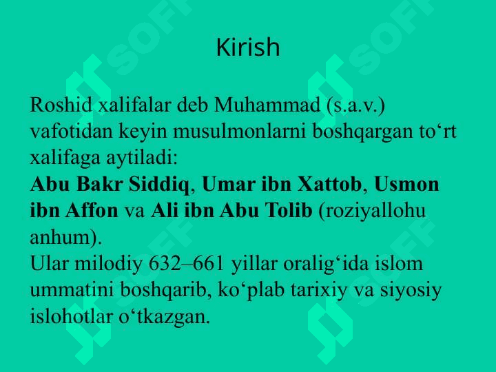 Roshid xalifalari hukmronligi davridagi islohotlarning mohiyati 3