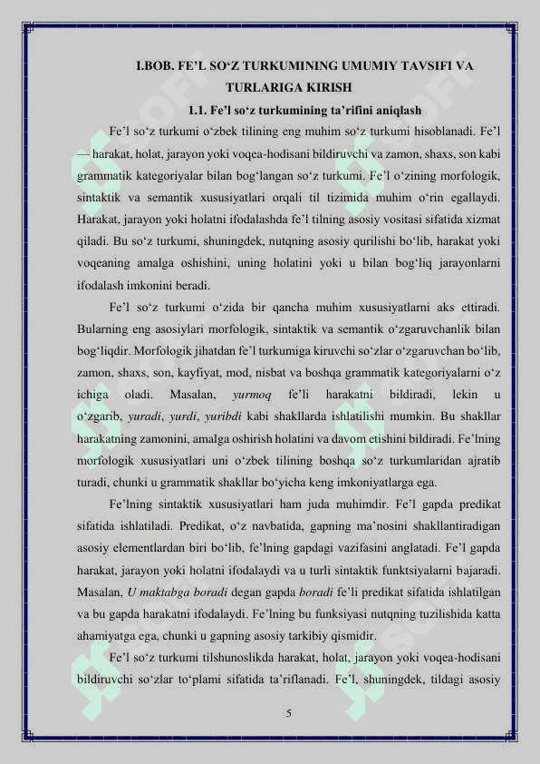 Hozirgi o‘zbek adabiy tilida fe’l so'z turkumi 5