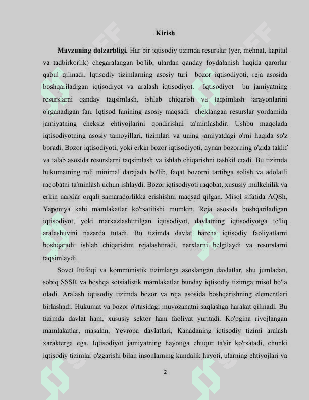 Iqtisodiy resurslarning mazmuni va ularning turlari. 2
