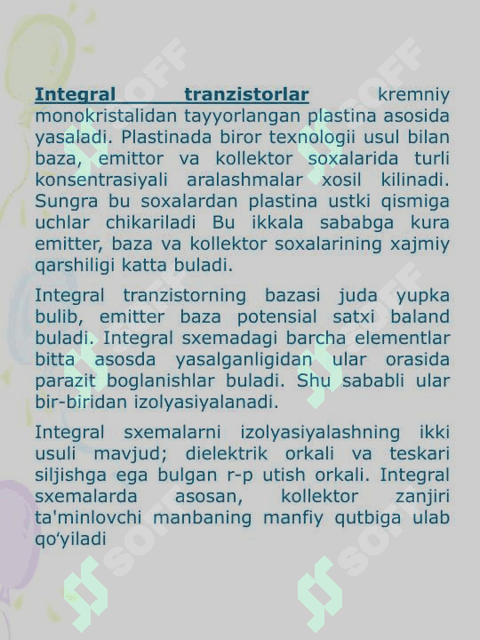 Tranzistorlarning klassifikasiyasi Bipolyar tranzistorlar 2