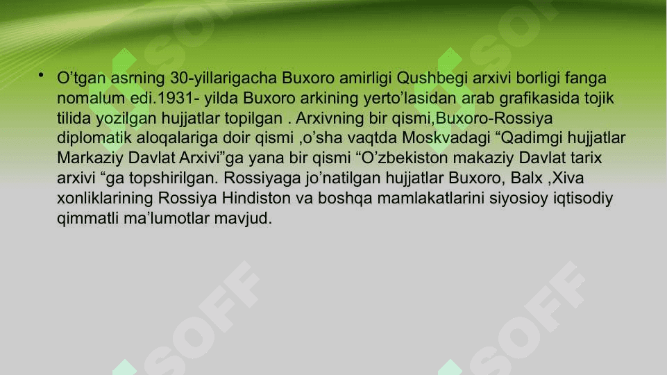 Buxoro amirligi Qushbegi arxivi 3