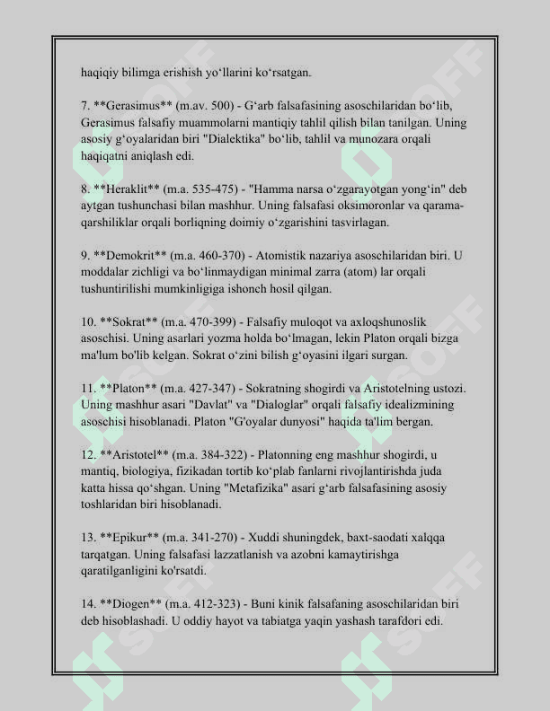 QADIMGI FAYLASUFLAR, YOZUVCHILAR VA SHIFOKORLAR 4
