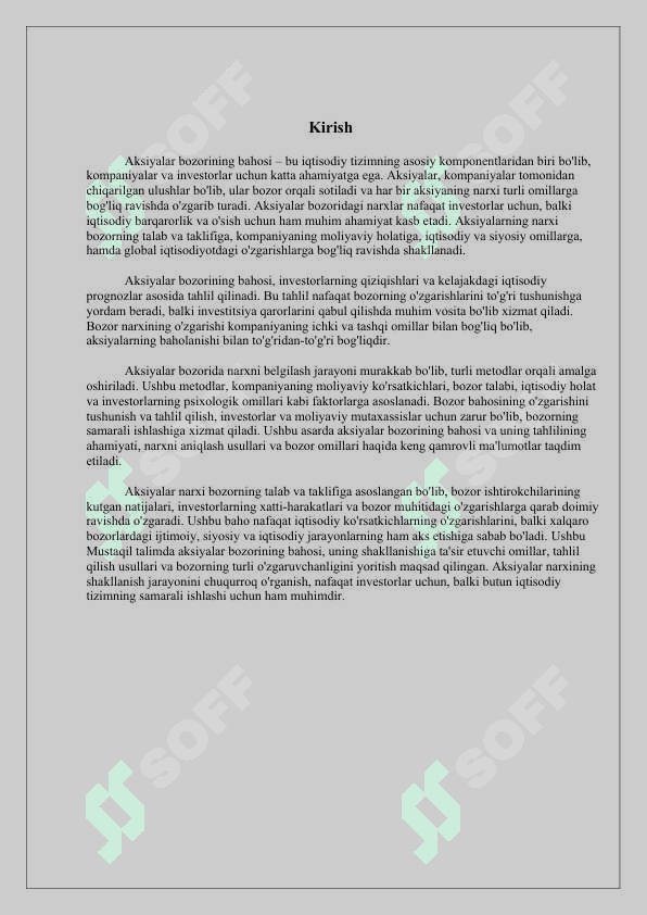 Aksiyalarning bozor bahosi (Essay) 3