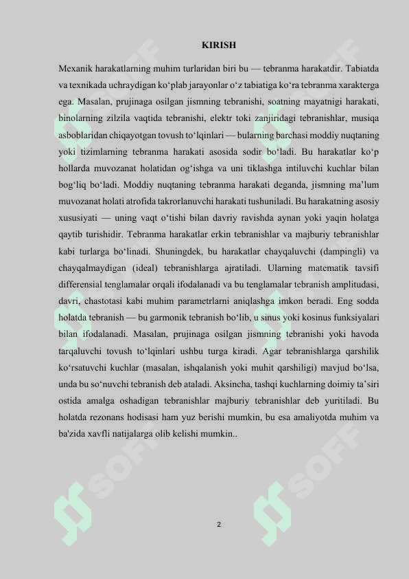 Moddiy nuqtaning tebranma harakati 2