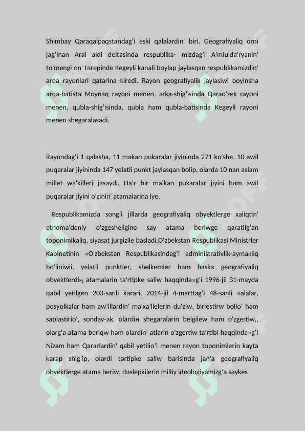 SHIMBAY RAYONI TARIYXI (tuwılǵan jer tariyxi) 4