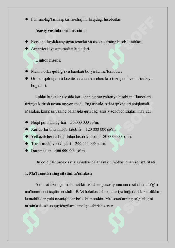 Buxgalteriya xisobi ma’lumotlarini axborot tizimiga kiritish 3