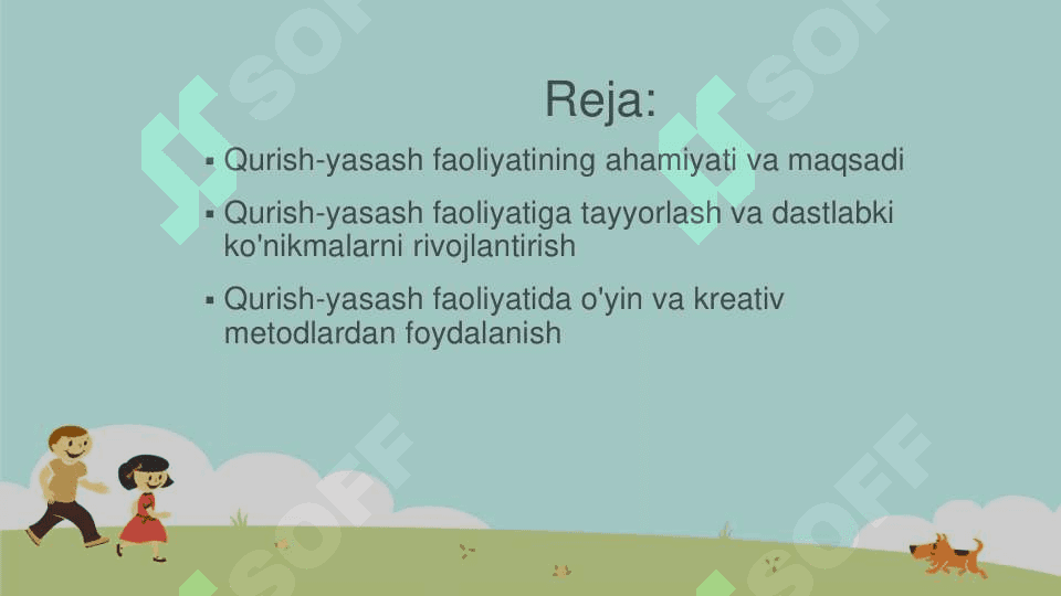ILK YOSH GURUHDA BOLALARNI QURISH-YASASHGA O'RGATISH METODLARI 2