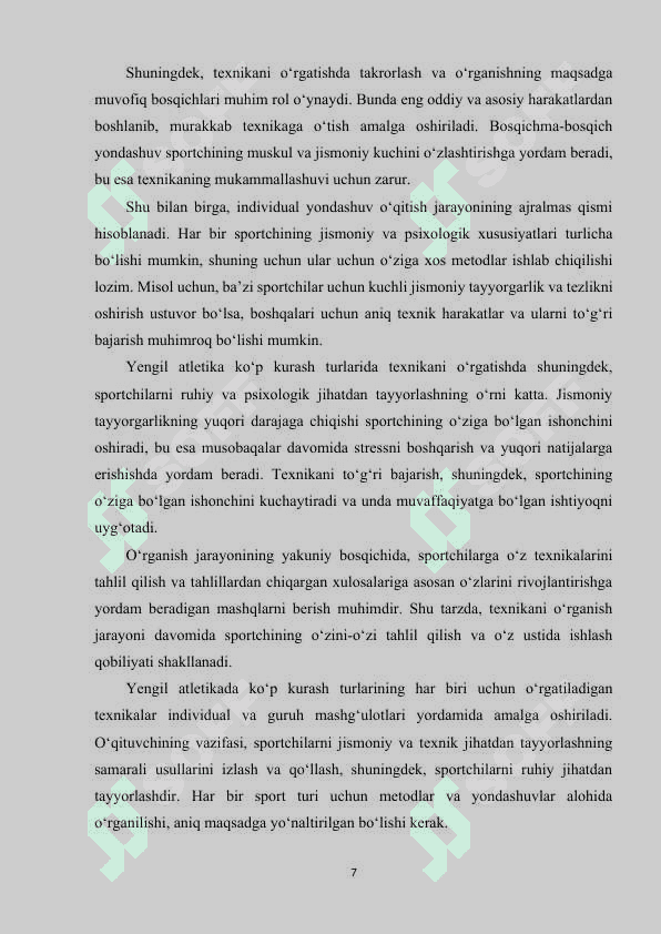 Ko‘p kurash turlari texnikasini o‘rgatish metodikasi 7