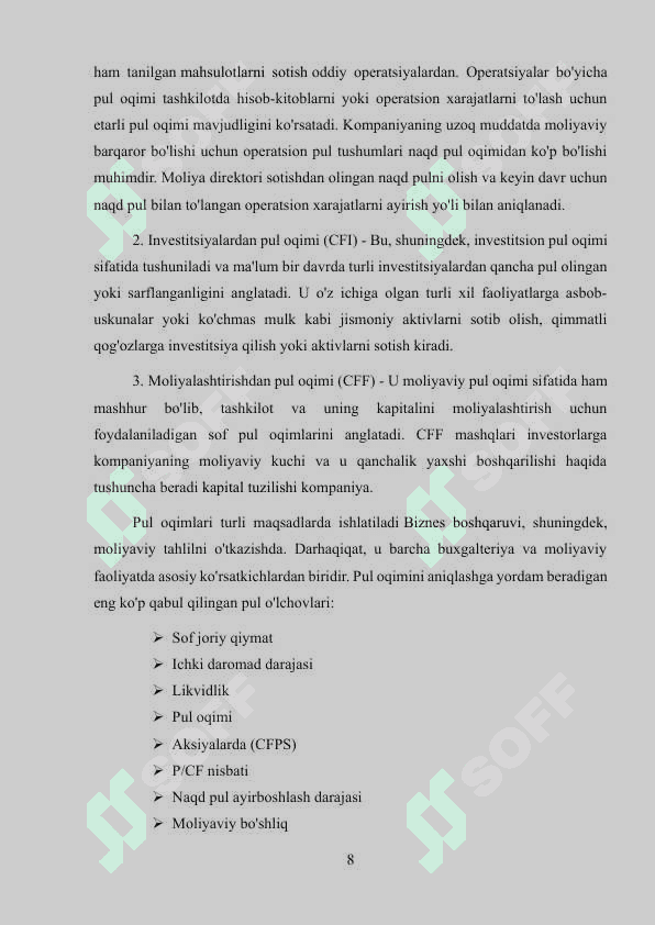 PUL OQIMLARI TO’G’RISIDAGI HISOBOT VA UNI TUZISH USULLARI 8