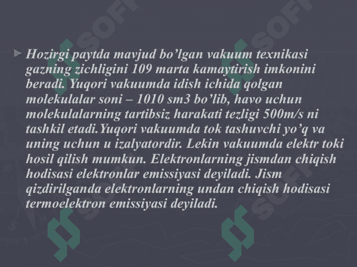 Vakuumda elektr toki. Termoelektron emissiya hodisasi 4
