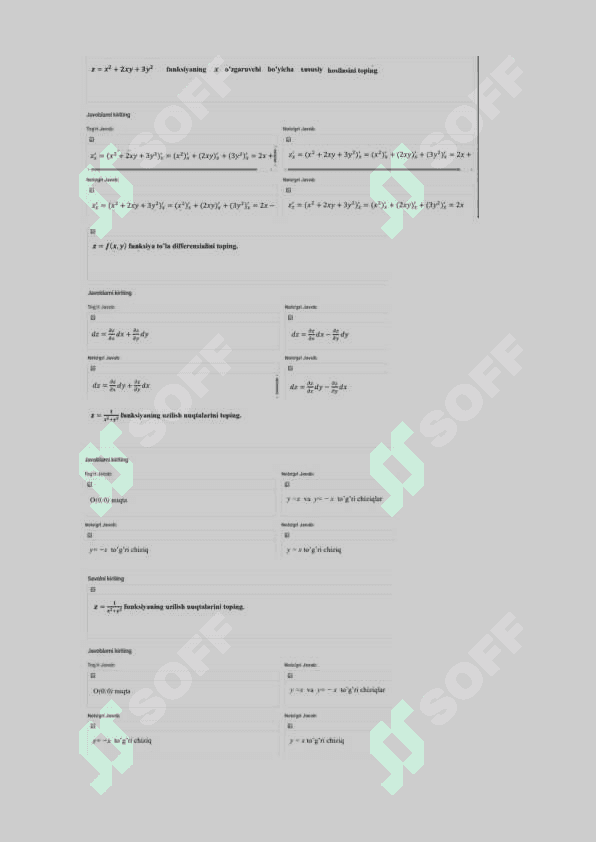 Oliy matematika test 2
