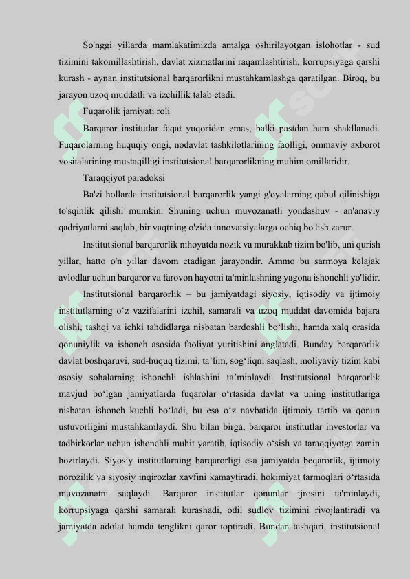 Institutsional barqarorlik va iqtisodiy o‘sish 6