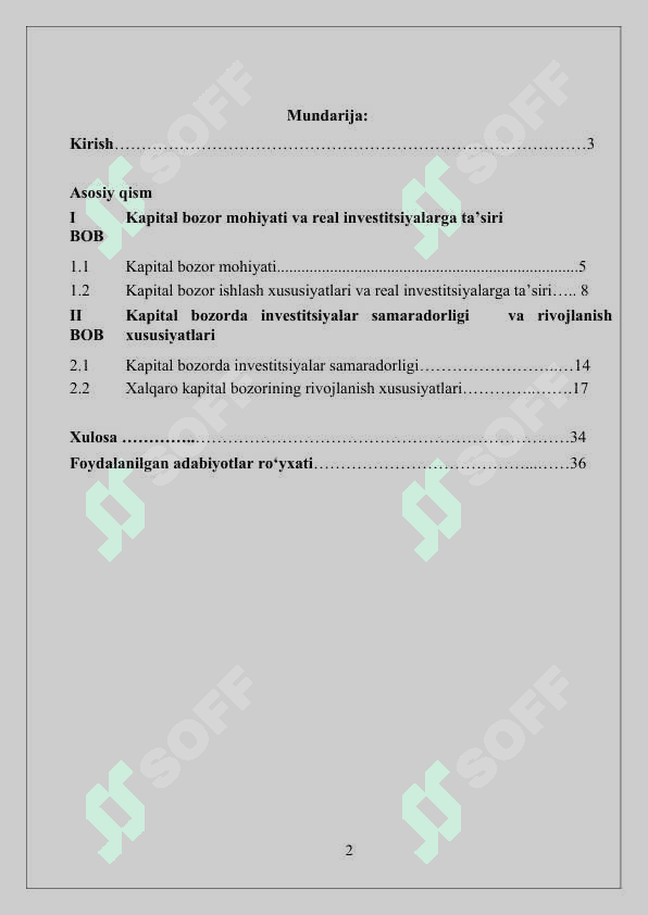Kapital bozori va uning shakllanish yo`nalishlari 2