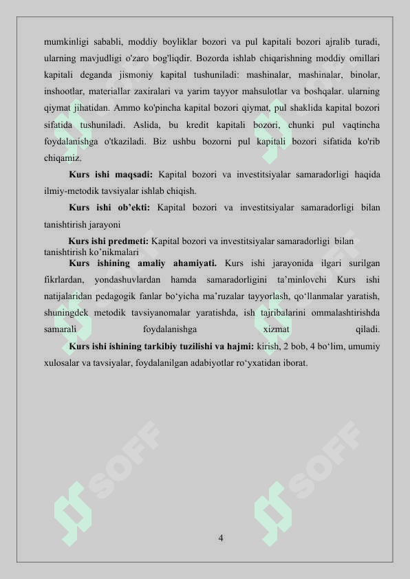 Kapital bozori va uning shakllanish yo`nalishlari 4