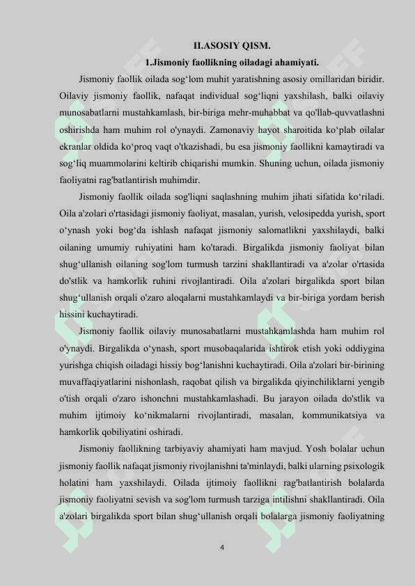 Oilada mustaqil jismoniy mashqlar bilan shug'ullanish mashg‘ulotlari. 4