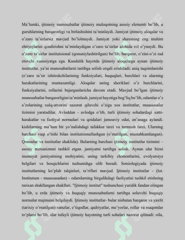 Ijtimoiy institutlar sotsial-psixologik tavsifi 2