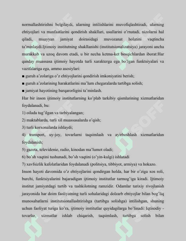 Ijtimoiy institutlar sotsial-psixologik tavsifi 5