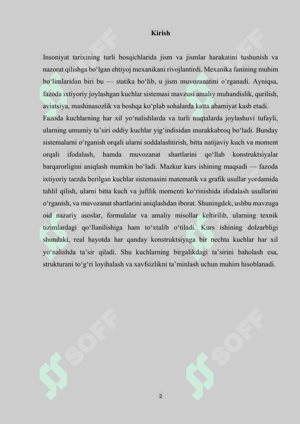 Fazoda ixtiyoriy joylashgan kuchlar sistemasi 2