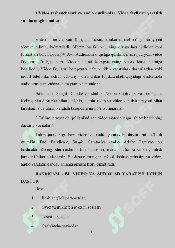 AUDIO VA VIDEO FAYLLAR BILAN ISHLASH MAVZUSINI O'QITISH METODIKASI 5