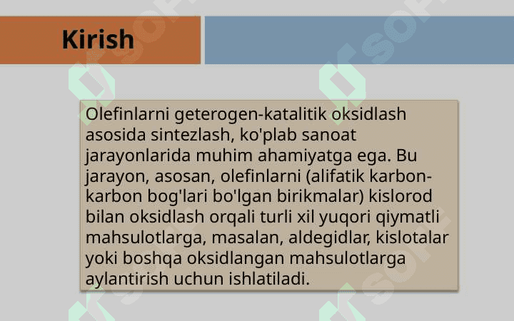 Olefinlarni geterogen-katalitik oksidlash asosida       sintezlash 3
