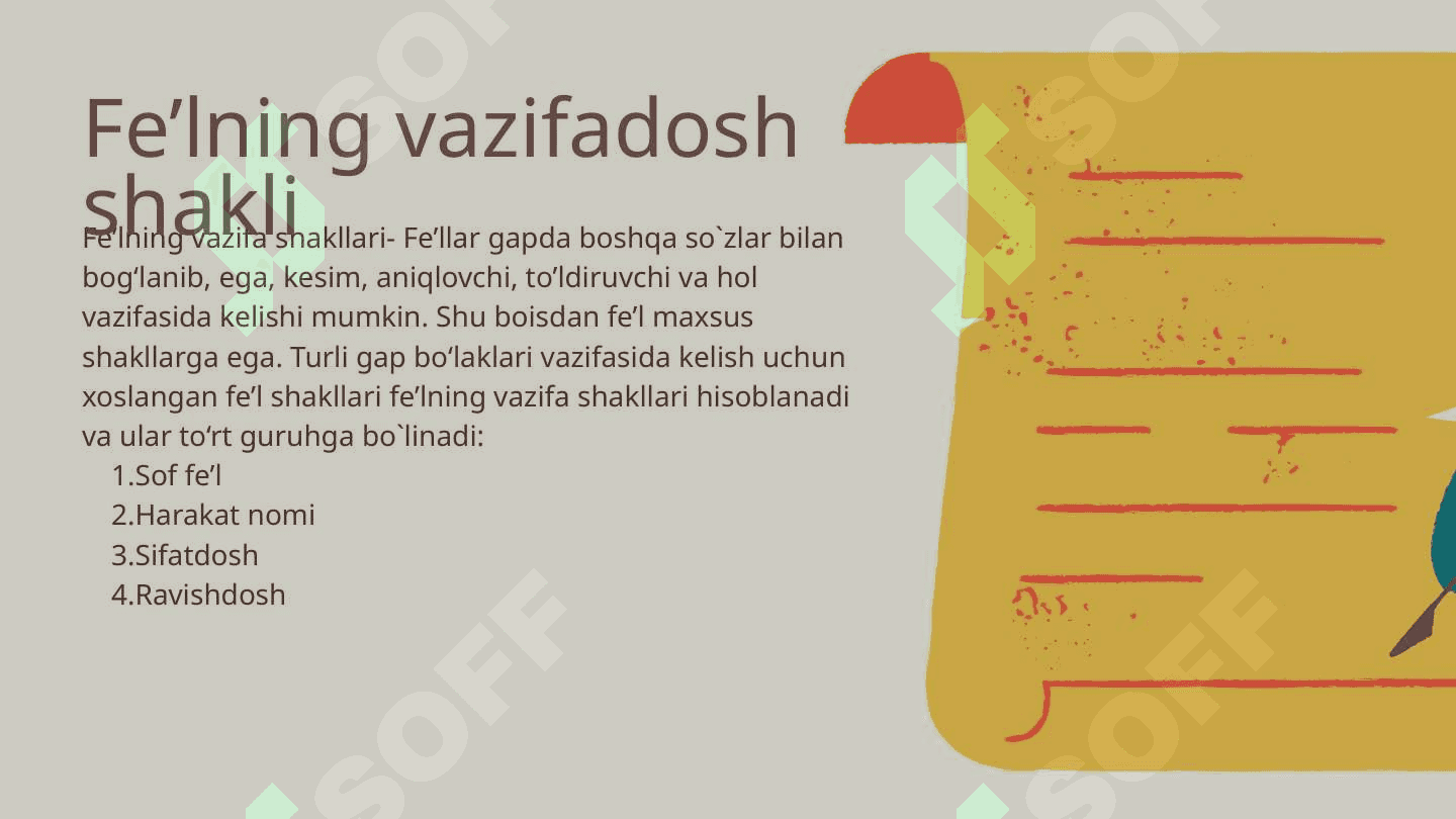 Fe'lning vazifadosh shakllari 3